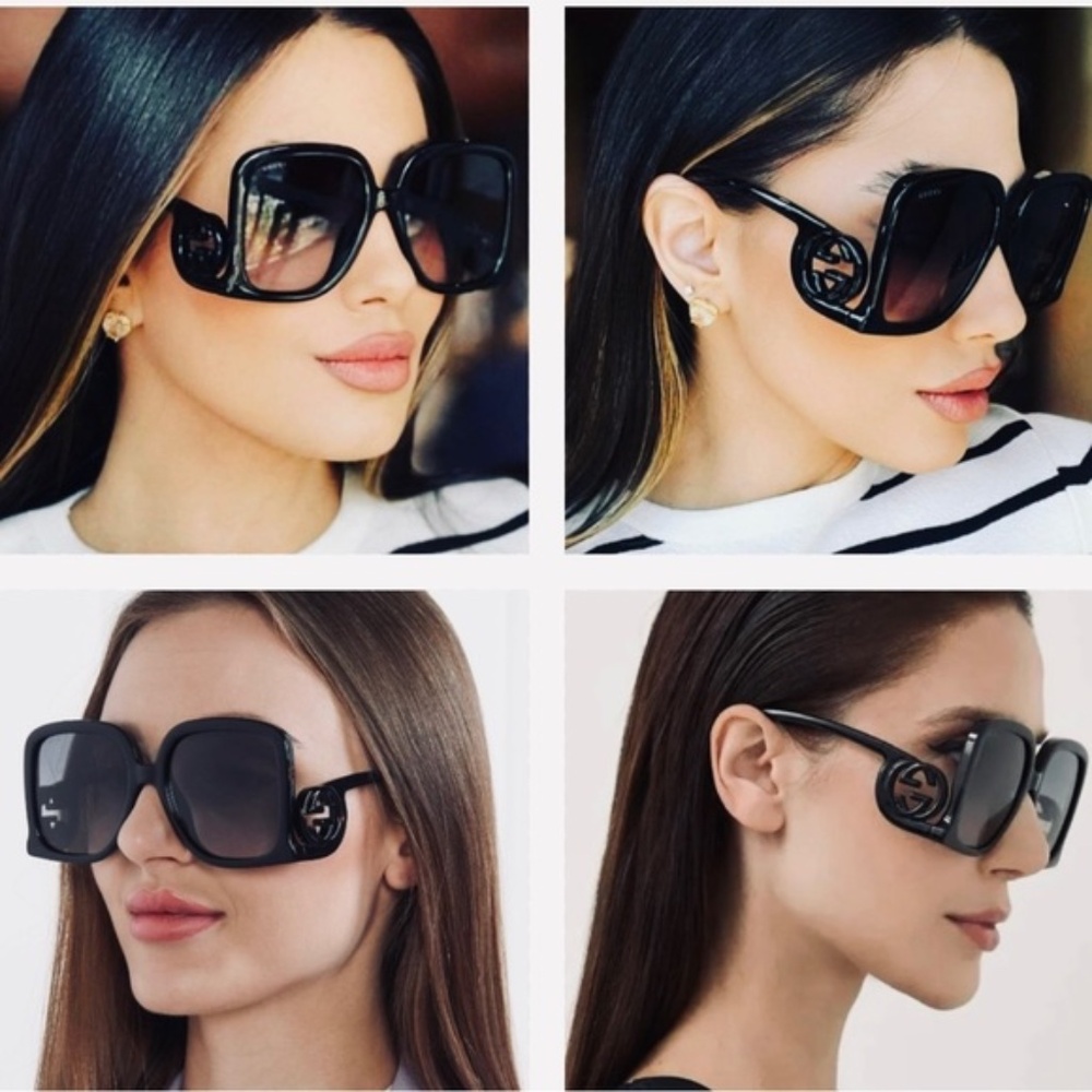 GUCCI OVERSIZED SQUARE SUNGLASSES IN BLACK NWT - Picture 2 of 15